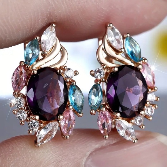 Elegant Multicolor Gemstone Earrings. - Picture 3 of 5